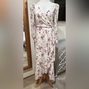 Wayf Floral Ruffle Wrap Dress Sz Small